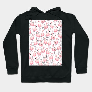 Flamingos, Polka dots pattern, Pink flamingos, Pattern, Fashion print, Funny art, Modern art, Wall art, Print, Minimalistic, Modern, Humor Hoodie